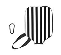 EZDLOWVBA Black & White Stripe Print Pickleball Paddle Cover, Neoprene Racket Sleeve with Zipper, 11.6'' * 8.7'' Soft & Durable Pickleball Paddle Protection Cover
