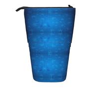 EZDLOWVBA Blue Beautful Butterfly Print Stationery Bag for Boys & Girls, Stand Pencil Holder, Zip Pencil Case, Telescopic Case, Students & Office Middle School