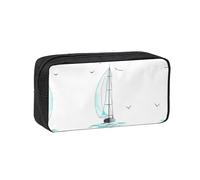 EZDLOWVBA Blue Boat Print Portable Student Kids Pencil Case Pen Bag Durable Stationery Pouch,Capacity Bag Pouch Holder