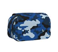 EZDLOWVBA Blue Camo Print Pencil Case Large Capacity Pen Pouch Pencil Bag with 2 Compartments Pen Holder Organizer Stationery Bag