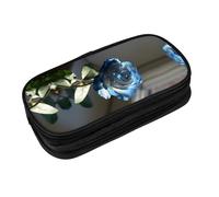 EZDLOWVBA Blue Rose Print Pencil Cases Boys Girls Lovely Pencilcase with Zip Organizer for Students Pencil Case for Daughter Son Desk Pencil Pouch