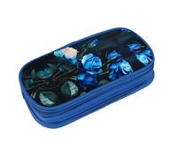 EZDLOWVBA Blue Roses Print Pencil Cases Boys Girls Lovely Pencilcase with Zip Organizer for Students Pencil Case for Daughter Son Desk Pencil Pouch