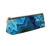 EZDLOWVBA Bright Aqua Blue Print Cute Pencil Case for Girls Boys,Leather Stationery Organizer Box School Office Supplies Case