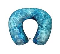 EZDLOWVBA Bright Aqua Blue Print Memory Foam Travel Pillow Soft For Flights, Road Trips, Long Distance, Sleeping Neck Support