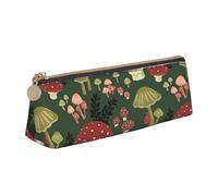 EZDLOWVBA Bright Mushrooms Art Print Cute Pencil Case for Girls Boys,Leather Stationery Organizer Box School Office Supplies Case