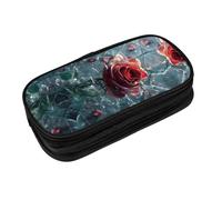 EZDLOWVBA Broken Glass Cracked Rose Print Pencil Cases Boys Girls Lovely Pencilcase with Zip Organizer for Students Pencil Case for Daughter Son Desk Pencil Pouch