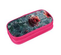 EZDLOWVBA Broken Glass Cracked Rose Print Pencil Cases Boys Girls Lovely Pencilcase with Zip Organizer for Students Pencil Case for Daughter Son Desk Pencil Pouch