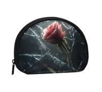 EZDLOWVBA Broken Glass Cracked Rose Print Printed Mini Coin Purse with Zipper â€“ Small Wallet for Women & Men, Compact Travel Money Organizer
