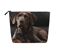 EZDLOWVBA Brown Labrador Retriever Print Brown Labrador Retriever Print Fake Hemp Makeup Bag â€“ Travel, and Daily Storage Essential â€“ Reusable Cosmetic Bag, Zipper Pouch, Make-Up Tool
