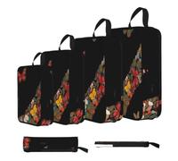 EZDLOWVBA Butterfly High Heel Print Compression Packing Cubes 4-Piece Set with Multi- Compartment Travel Bag, Waterproof Suitcase Organiser Bags