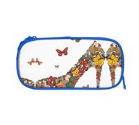 EZDLOWVBA Butterfly High Heel Print Pencil Cases Boys Girls Lovely Pencilcase with Zip Organizer for Students Pencil Case for Daughter Son Desk Pencil Pouch