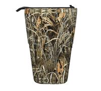 EZDLOWVBA Camo Yellow & Green Print Stationery Bag for Boys & Girls, Stand Pencil Holder, Zip Pencil Case, Telescopic Case, Students & Office Middle School