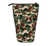 EZDLOWVBA Camouflage Green Print Stationery Bag for Boys & Girls, Stand Pencil Holder, Zip Pencil Case, Telescopic Case, Students & Office Middle School