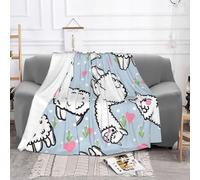 EZDLOWVBA Cartoon Alpaca Heart Print Fleece Throw Blanket For Couch Sofa Bed, Cozy Fuzzy Soft Lightweight Warm Blankets For All Seasons