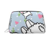 EZDLOWVBA Cartoon Alpaca Heart Print Women Travel Cosmetic Bag Organizer Zipper Makeup Bags Pouch Toiletry,Lightweight Leather Makeup Bag