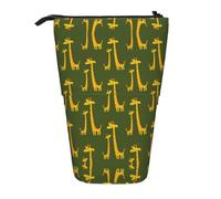EZDLOWVBA Cartoon Giraffe Print Stationery Bag for Boys & Girls, Stand Pencil Holder, Zip Pencil Case, Telescopic Case, Students & Office Middle School