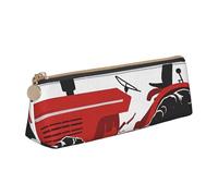 EZDLOWVBA Cartoon Tractor Print Cute Pencil Case for Girls Boys,Leather Stationery Organizer Box School Office Supplies Case
