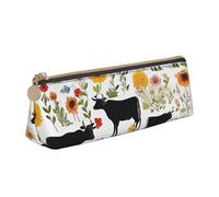 EZDLOWVBA Cattle Farm Sanctuary Print Cute Pencil Case for Girls Boys,Leather Stationery Organizer Box School Office Supplies Case