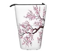 EZDLOWVBA Cherry Blossoms Tree Print Stationery Bag for Boys & Girls, Stand Pencil Holder, Zip Pencil Case, Telescopic Case, Students & Office Middle School