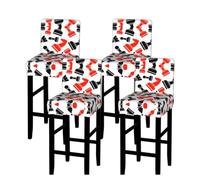 EZDLOWVBA Chess Pattern Print Bar Stool Covers With Back, Stretch Stools Slipcovers Removable Low Back Swivel Chair Covers(1/2/4pcs)
