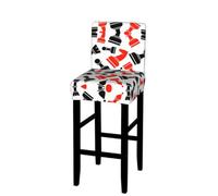 EZDLOWVBA Chess Pattern Print Bar Stool Covers With Back, Stretch Stools Slipcovers Removable Low Back Swivel Chair Covers(1/2/4pcs)
