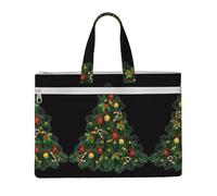 EZDLOWVBA Christmas Tree Print Canvas Tote File Bag Suitable For Studying, Traveling, Traveling, Commuting, Etc.