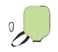EZDLOWVBA Classic Green Striped Print Pickleball Paddle Cover, Neoprene Racket Sleeve with Zipper, 11.6'' * 8.7'' Soft & Durable Pickleball Paddle Protection Cover