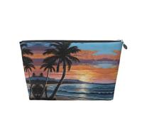 EZDLOWVBA Coconut Beach Sunset Hammock Print Makeup Bag Cosmetic Bag for Purse Travel Make Up Organizer for Handbag,Waterproof Beauty Pouch for Women and Girls