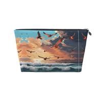 EZDLOWVBA Coconut Palm Tree Sandy Beach Print Makeup Bag Cosmetic Bag for Purse Travel Make Up Organizer for Handbag,Waterproof Beauty Pouch for Women and Girls