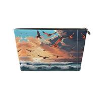 EZDLOWVBA Coconut Palm Tree Sandy Beach Print Makeup Bag Cosmetic Bag for Purse Travel Make Up Organizer for Handbag,Waterproof Beauty Pouch for Women and Girls