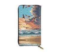 EZDLOWVBA Coconut Palm Tree Sandy Beach Print Women Wallets,Large Capacity Clutch Purse for Women Ladie Men Wallet Clearance Credit Card Holder Pu Handbag