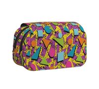 EZDLOWVBA Colored Memphis Print Pencil Case Large Capacity Pen Pouch Pencil Bag with 2 Compartments Pen Holder Organizer Stationery Bag