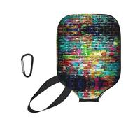 EZDLOWVBA Colorful Brick Wall Print Pickleball Paddle Cover, Neoprene Racket Sleeve with Zipper, 11.6'' * 8.7'' Soft & Durable Pickleball Paddle Protection Cover