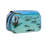 EZDLOWVBA Colorful Fishes Print Pencil Case Large Capacity Pen Pouch Pencil Bag with 2 Compartments Pen Holder Organizer Stationery Bag