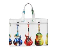 EZDLOWVBA Colorful Guitars Print Canvas Tote File Bag Suitable For Studying, Traveling, Traveling, Commuting, Etc.