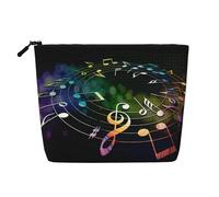 EZDLOWVBA Colorful Music Notes Print Colorful Music Notes Print Fake Hemp Makeup Bag – Travel, and Daily Storage Essential – Reusable Cosmetic Bag, Zipper Pouch, Make-Up Tool