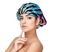 EZDLOWVBA Colorful Rainbow Zebra Print Adult's Satin Sleeping Cap - Adjustable Elastic Sleep Bonnet - Perfect for Overnight Hairstyles and Hair Care