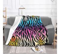 EZDLOWVBA Colorful Rainbow Zebra Print Fleece Throw Blanket For Couch Sofa Bed, Cozy Fuzzy Soft Lightweight Warm Blankets For All Seasons