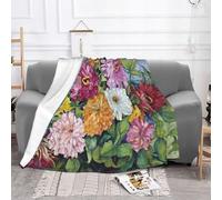 EZDLOWVBA Colorful Spring Summer Flower Print Fleece Throw Blanket For Couch Sofa Bed, Cozy Fuzzy Soft Lightweight Warm Blankets For All Seasons