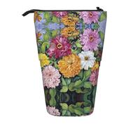 EZDLOWVBA Colorful Spring Summer Flower Print Stationery Bag for Boys & Girls, Stand Pencil Holder, Zip Pencil Case, Telescopic Case, Students & Office Middle School