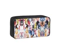 EZDLOWVBA Colourful Cartoon Horses Print Portable Student Kids Pencil Case Pen Bag Durable Stationery Pouch,Capacity Bag Pouch Holder