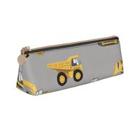 EZDLOWVBA Construction Trucks Print Cute Pencil Case for Girls Boys,Leather Stationery Organizer Box School Office Supplies Case