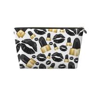 EZDLOWVBA Cool Black Lips Print Makeup Bag Cosmetic Bag for Purse Travel Make Up Organizer for Handbag,Waterproof Beauty Pouch for Women and Girls