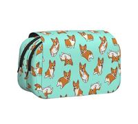 EZDLOWVBA Corgi Cute Dog Print Pencil Case Large Capacity Pen Pouch Pencil Bag with 2 Compartments Pen Holder Organizer Stationery Bag