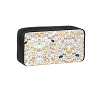 EZDLOWVBA Corgi Pattern Print Portable Student Kids Pencil Case Pen Bag Durable Stationery Pouch,Capacity Bag Pouch Holder