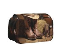 EZDLOWVBA Cowboy Hat Western Boot Print Pencil Case Large Capacity Pen Pouch Pencil Bag with 2 Compartments Pen Holder Organizer Stationery Bag