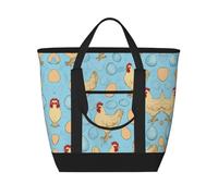 EZDLOWVBA Creative Cartoon Chicken Print Large Capacity Insulated Cooler Bag,Travel Reusable Grocery Bag
