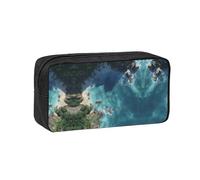 EZDLOWVBA Crystal Clear Coastline Print Portable Student Kids Pencil Case Pen Bag Durable Stationery Pouch,Capacity Bag Pouch Holder