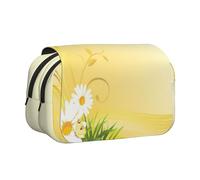 EZDLOWVBA Curving Chamomile Flowers Flying Butterflies Print Pencil Case Large Capacity Pen Pouch Pencil Bag with 2 Compartments Pen Holder Organizer Stationery Bag