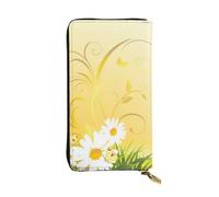 EZDLOWVBA Curving Chamomile Flowers Flying Butterflies Print Women Wallets,Large Capacity Clutch Purse for Women Ladie Men Wallet Clearance Credit Card Holder Pu Handbag